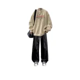 Комплект одежды: Флисовая подкладка, абрикосовый худи WEEK + черные штаны с оборками