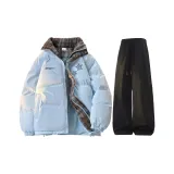 Пальто Лунный свет Синий + Черные Штаны