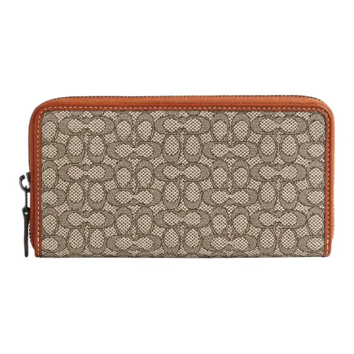 COACH Аккордеонный кошелек Jacquard из телячьей кожи маленький мужской серый и коричневый