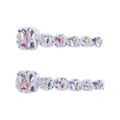 Miss Candy Strobe Prism Под ногтя False Nail Короткий Белый Однотонный Rhinestone Украшенный S M L