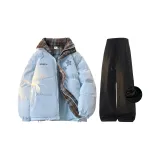 Moonlight Синий Пальто + Черные Штаны [С флисовой подкладкой]