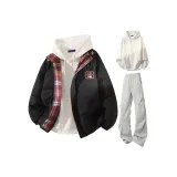 Чёрные+Светло-серые штаны+Белый свитшот