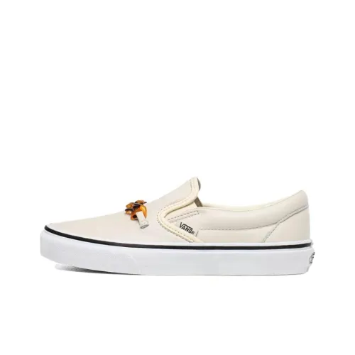 Vans CLASSIC Slip-On Легкий Низкий Топ Скейтборд Кроссовки Женские Бежевые