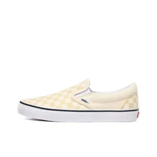 Vans CLASSIC Slip-On Шахматный узор Классический Низкий Топ Скейтборд Кроссовки Унисекс Желтый Белый