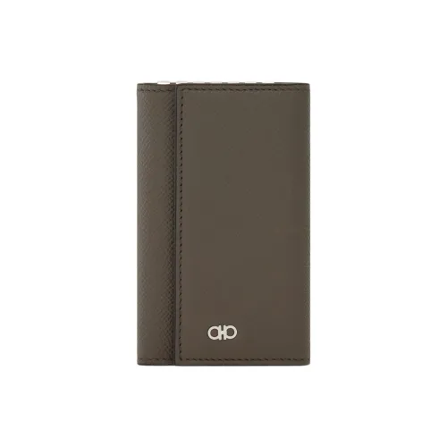 FERRAGAMO Тисненая Телячья Кожа Key Pouch Мужской Бетон Coupled с Новый Морские