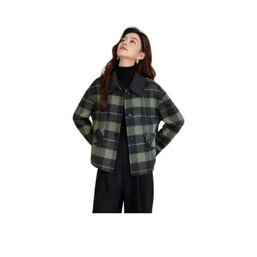 X MOOM Зеленое Клеточное Женское Пальто