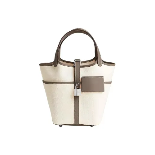 HERMES Picotin Lock Goeland Холст Swift Телячья кожа Корзинка Сумка Сумка-ведро Сумка Женская