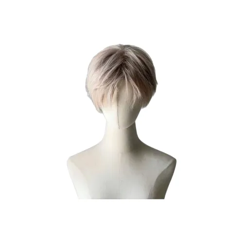 GLUNA Светло-серый Корейский стиль Дифференциальный Треснутый Крышка Мужская Перука Высокая Температура Пряжа