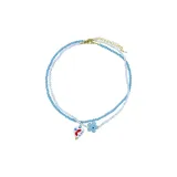 Blue Tones Heart Small Flower Beads Multilayer Necklace  
Синий оттенок Сердце Маленький цветок Бусины Многослойное ожерелье