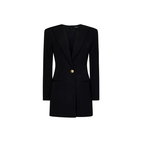 BALMAIN SS23 Длинное платье с длинными рукавами женское черное