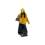 Желтый комплект из трех предметов [Свитшот "Тыква" + Желтый жилет + Темно-серые штаны]