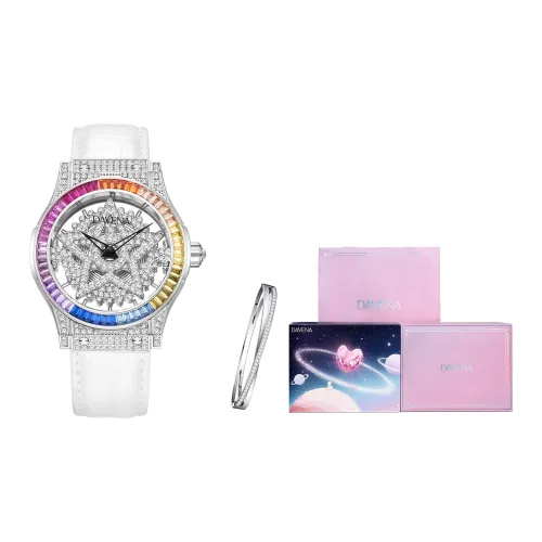 DAVENA Possession Collection Ожерелье Набор Мода Роскошь Кварцевый механизм Часы Женские Циферблат с узором "Скелет"