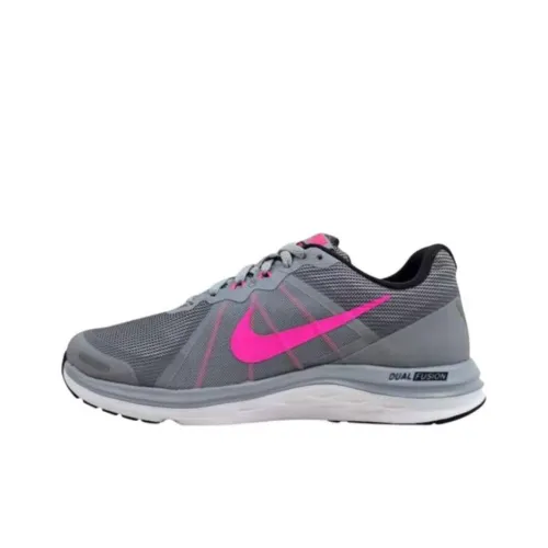 Nike Dual Fusion Амортизация Износостойкие Низкие Кроссовки для Бега Женские Серый Розовый