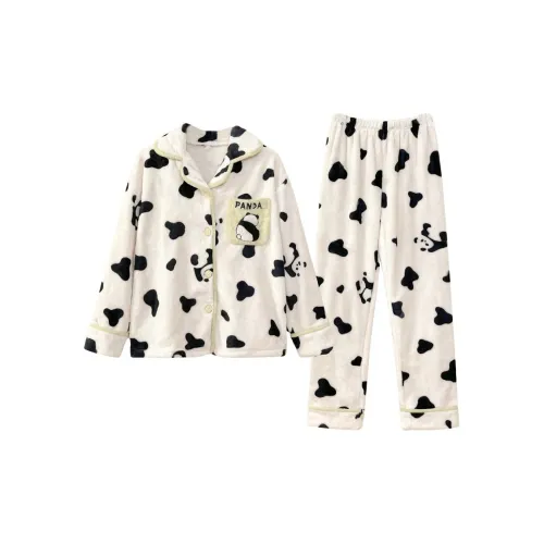 Daiyindie Осенне-зимняя пижама женская утолщенная и с флисовой подкладкой термический комплект для отдыха из кораллового флиса