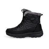 Черный мужской (размеры 39-45) зимние ботинки для снега, утолщенные и с флисовой подкладкой, термические, для пожилых людей, водонепроницаемые, противоскользящие, утепленная обувь