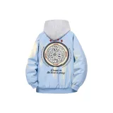 Светло-синий хлопковый пуховик (в комплекте с высококачественным белым и серым свитшотом с фотокемией)