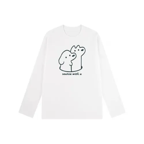 SOURCE WITH U Белый Унисекс T-рубашки