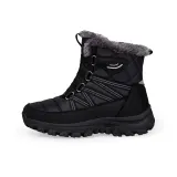 Черный Розовый Женские (Размеры 35-41) Снеботуфли Зимние Утолщенные и с Флисовой Подкладкой Термические для Старших Большие Хлопковые Обувь Водонепроницаемая Противоскользящая
