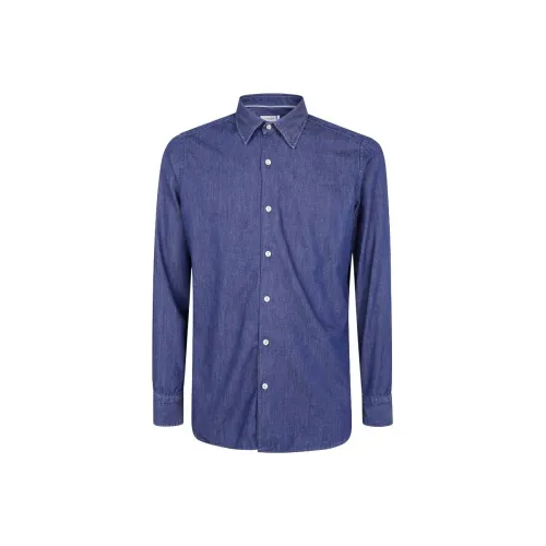 Tintoria Mattei Blue Men's Shirts Тинтория Мацци Синий Мужские Рубашки