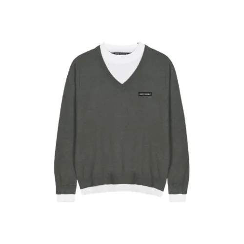 Nick Nicole Fw25 Отделение Круглый V Шея KNIT_Уголь Трикотаж Женские