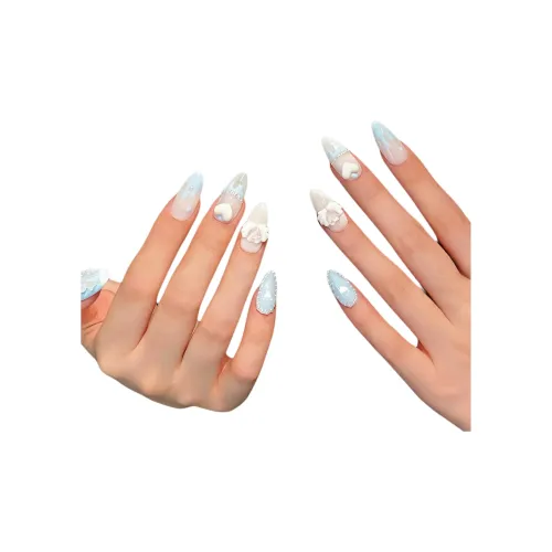 Rui Jin Осветляющий Летний Премиум Feel False Nail Миндально-Белый Однотонный Милый 26 мм