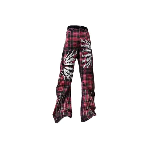 SNEIKLAU Красный Американский Уличный Стиль Унисекс Джинсы