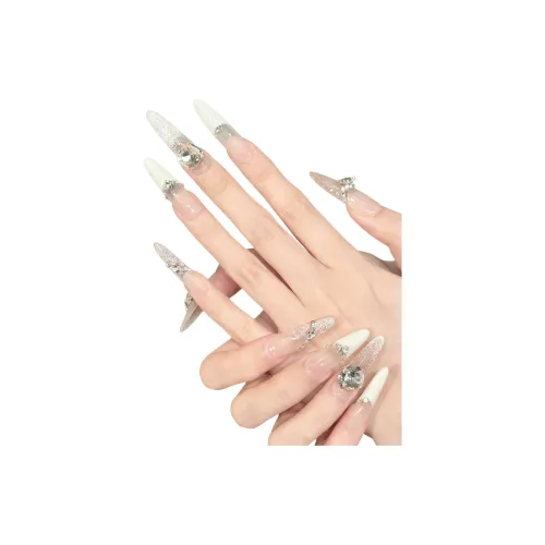 Rui Jin LINGKE White Peach False Nail MID Длина Яркий цвет Smudge Однотонный 28mm