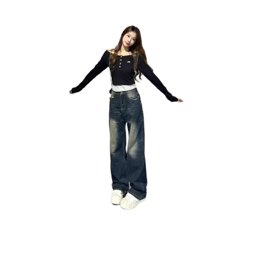 FreeApril Винтажные синие женские джинсы