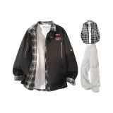 Чёрная + Чёрная рубашка + Светло-серые штаны