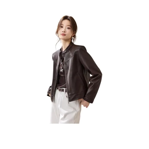 Mo Han Yi Mei Кожа Куртка Женская