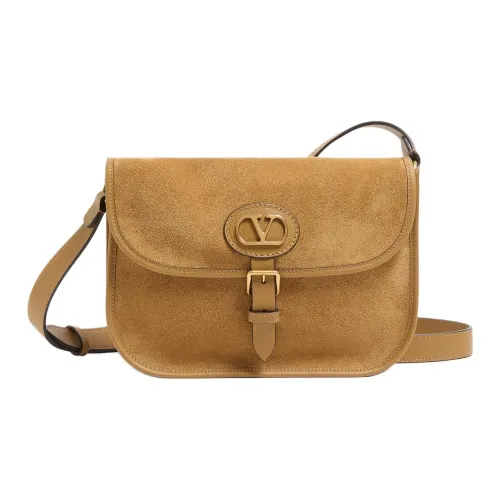 Valentino Garavani Замша Коровья кожа Плечевая сумка Женская Коричневая