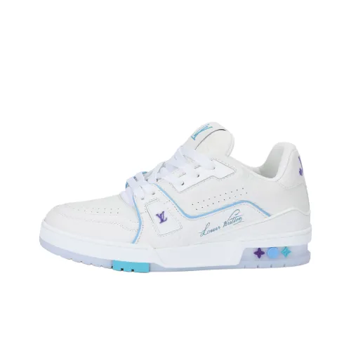 LOUIS VUITTON Кроссовки для скейтбординга Trainer Low Топ Унисекс Белый Синий Фиолетовый Ограниченная серия
