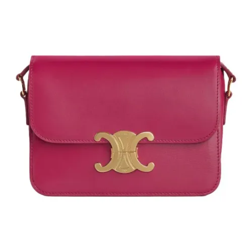CELINE Teen Triomphe Коровья кожа Плечевая сумка через плечо Женская Конфетный Малиновый Красный