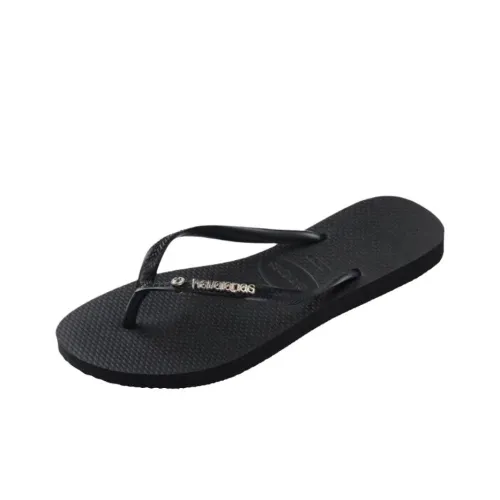 Havaianas Slim Logo Metallic Abrasion Resistant Шлепанцы Женские Черный