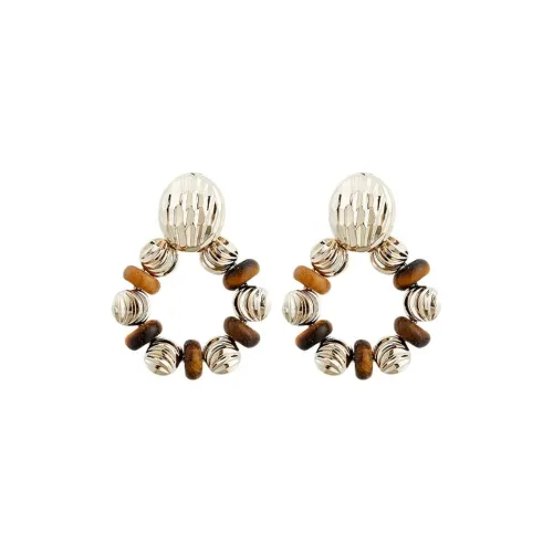 Серьги Lano с камнем тигрового глаза женские