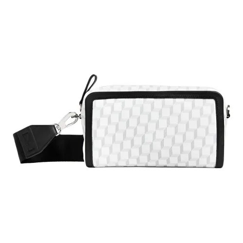 PIERRE HARDY Покрытый холст с телячьей кожей Camera Сумка Сумка через плечо Большая унисекс Черный и Белый