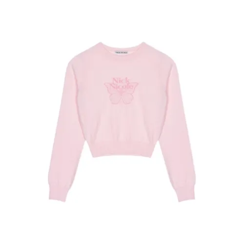 Nick Nicole Fw25 Mini Butterfly SIGNATURE Рукав KNIT_Детский розовый Свитшот Женские