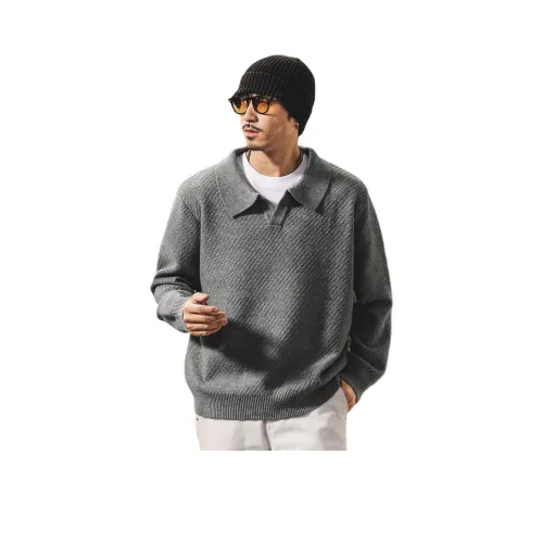 JIELEINUO Golden Sand Серый Мужские Свитера