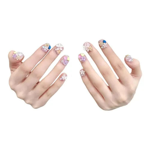 Rui Jin Весенний Летний Кремовый Белый Сладкий стиль Лепесток False Nail Короткий Многоцветный Jump Цвет Милый 18 мм