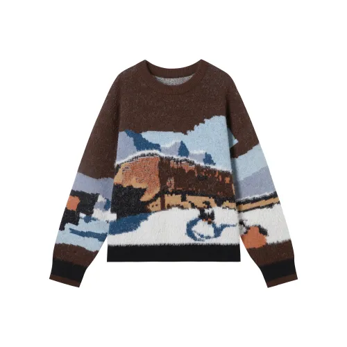 DIALOGUE Синий кофе Снег Сцена Жаккард Женские Свитера