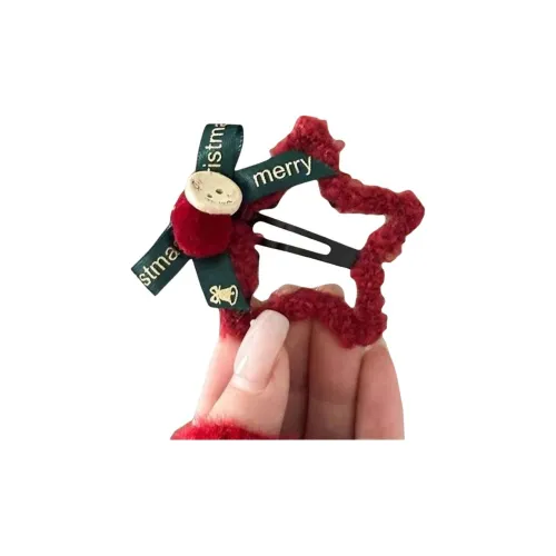 YOUYUYAN Новогодний красный Плюшевый Звезды Заколка для волос Бант Макияж Заколка для челки Боковая сторона Stray Заколка для волос