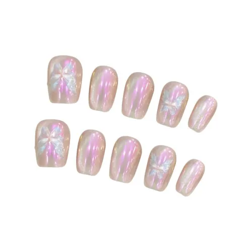 Rui Jin Лето Премиум Бабочка Иллюзия Свет False Nail Короткий Серебряный Градиентный Кошачий глаз 18mm