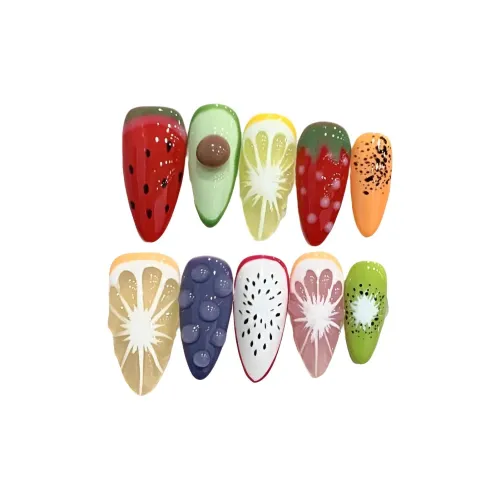 Rui Jin Осветляющий Атмосферный Handcrafted False Nail Длинный Многоцветный Jump Цвет Милый 26 мм