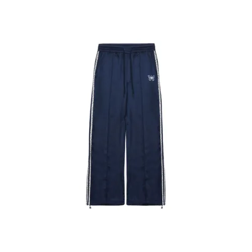 Nick Nicole Fw25 Точка Двойной Линия Сатин Брюки_Темно-синий Синий Повседневные Брюки Унисекс