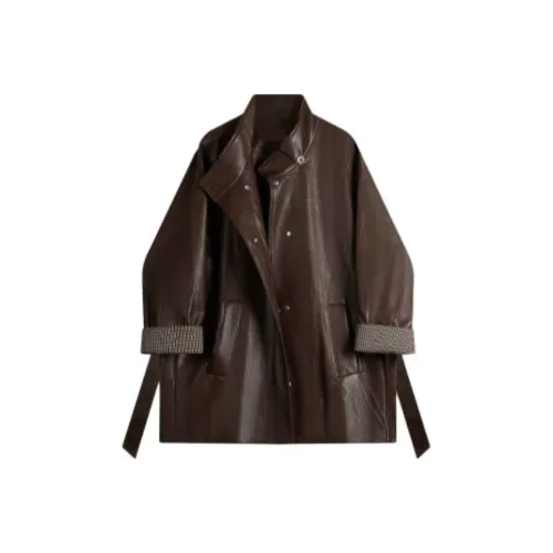 DTLUI Кофе Женские Кожаные куртки