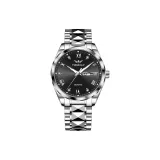 Серебряный корпус с черным циферблатом, серебряная полоска