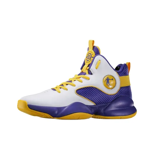 QIAODAN Противоскользящие низкие баскетбольные кроссовки для мужчин белые и фиолетовые