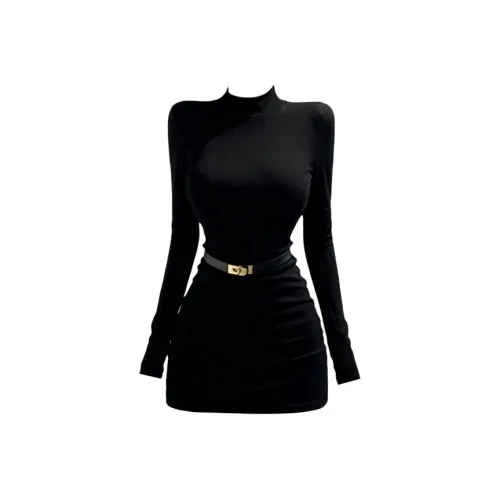 QIAOMONVHAI Длинное платье с длинными рукавами женское