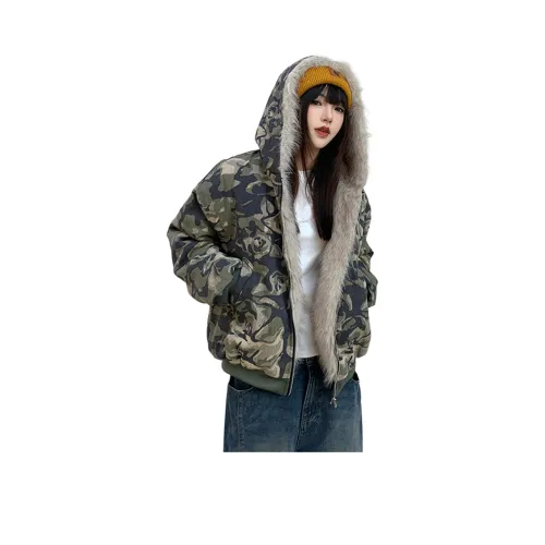 UNA RETA Армейский зеленый Унисекс Пуховики