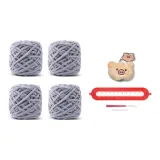 Серо-голубой, Свинка, Ярлык, Ручной, Шарф, с тканью, вязаные инструменты